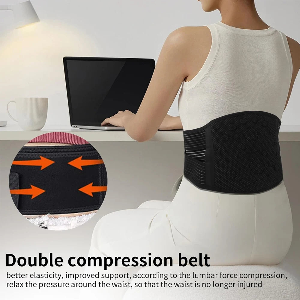 Self-heating Lumbar Pain Relief Magnet Belt,Thermal Magnetic Therapy Tourmaline Lower Back Waist Support Belt  for Pain Relief